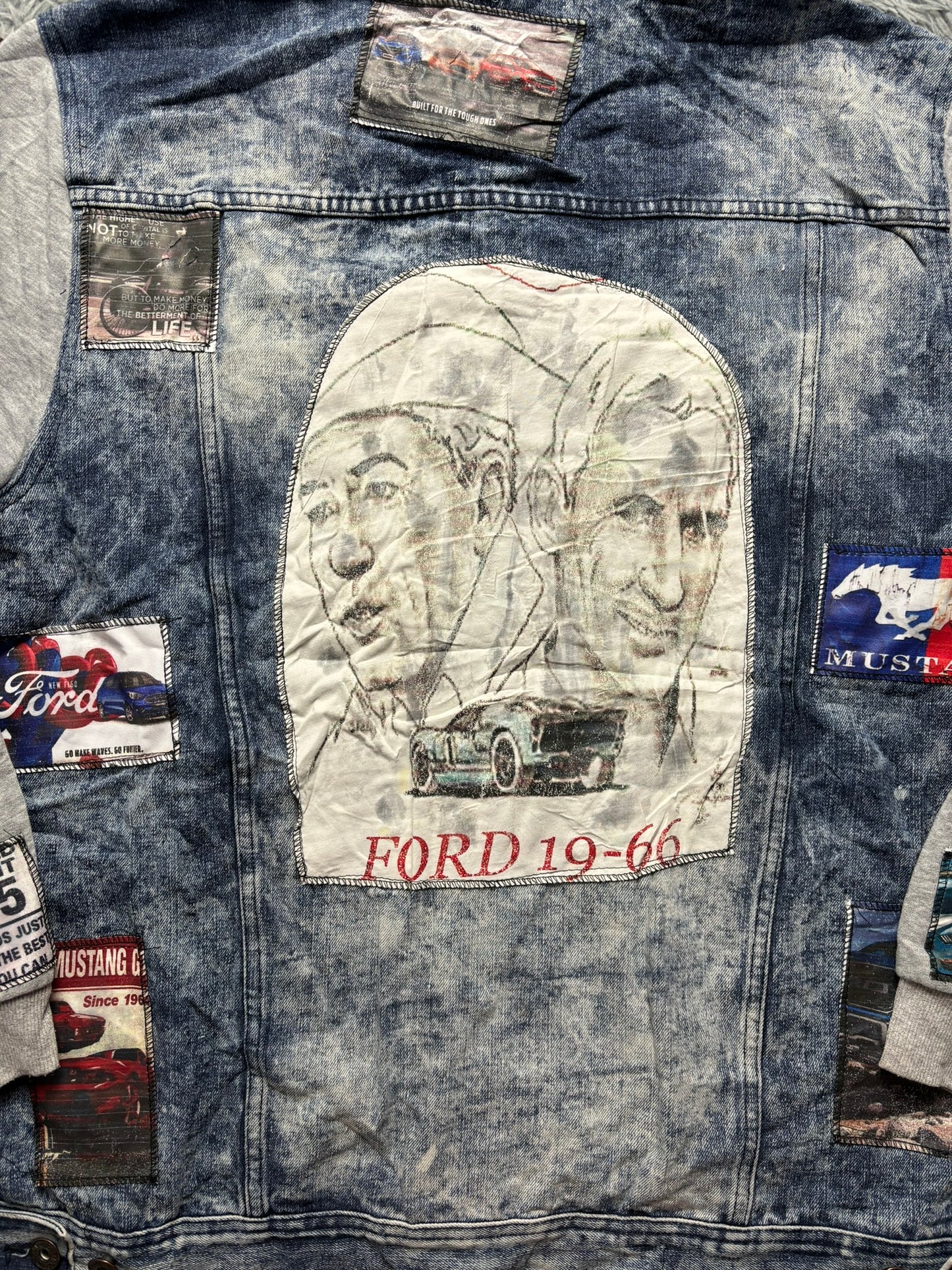 Cazadora vaquera con capucha custom Ford Mustang vintage - XL