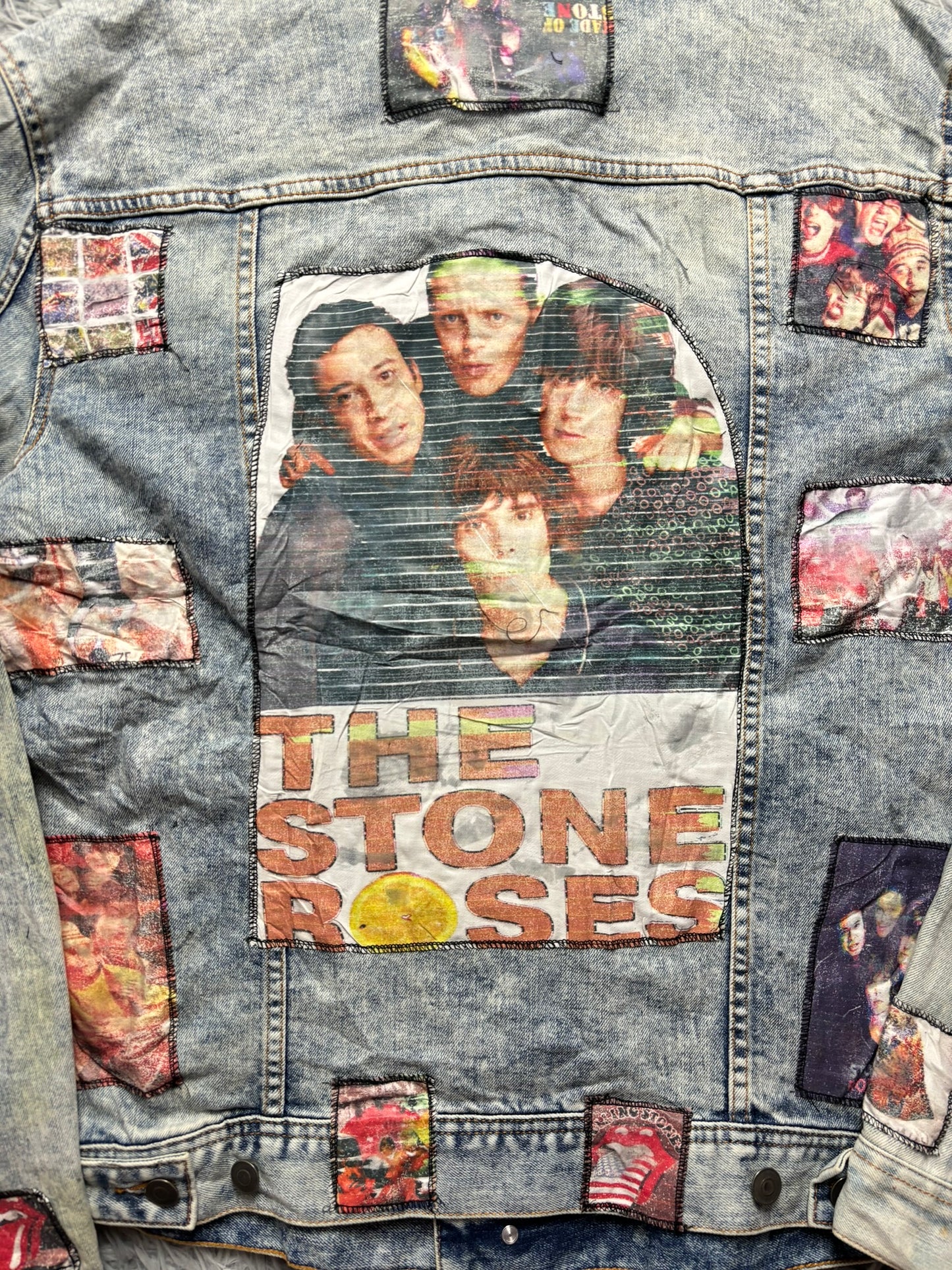 Cazadora vaquera custom The Stones Roses vintage - Medium