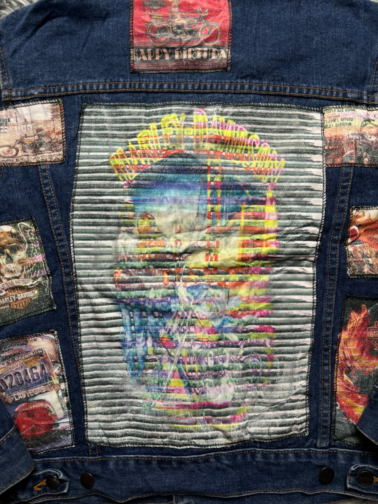 Cazadora vaquera custom Harley Davidson vintage - Medium